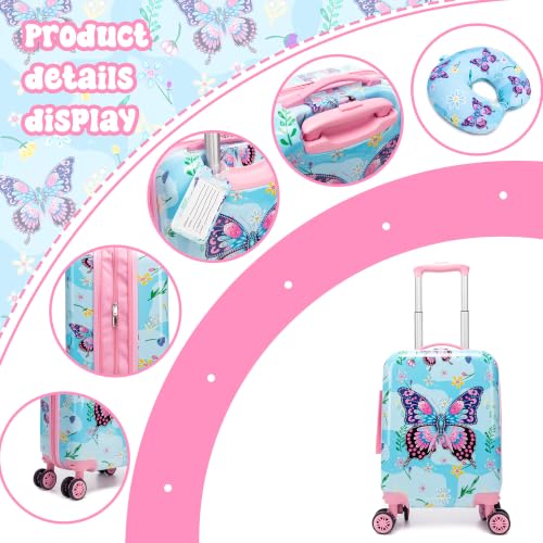 Image of Kid's Luggage Set 5 Piece Suitcase Set 16'' Hardside Luggage with Spinner Wheels Girls Carry on Toddler Luggage Travel Rolling Luggage Carry on Luggage Airline Approved