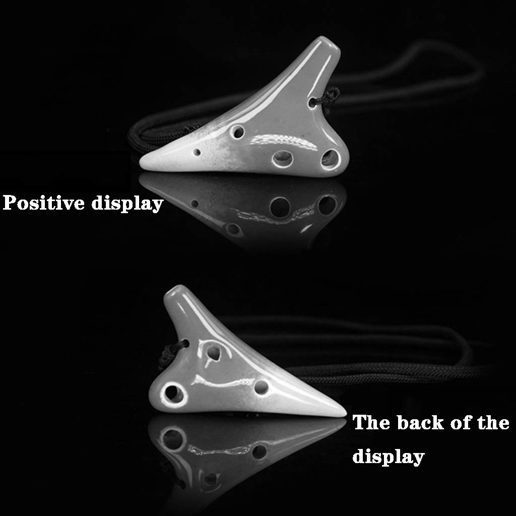 ocarina, Mini ocarina in argilla smaltata a 6 fori con tonalità super alta, regolabile in forno, scatola portaoggetti e cordino(Dark Blue red)
