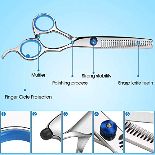 Foto von Effilierschere Haarschere Profi, Extra scharfe Friseurschere mit Gezahnt, Edelstahl Haarschneideschere zum ausdünnen, Präziser Schnitt, Modellierschere für Kinder Damen und Herren
