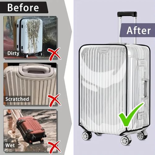 Image of 3pcs Luggage Cover Thicken Clear PVC Suitcase Cover, 20 inch 24 inch 28 inch in Luggage Protector Suitcase Cover Waterproof Dustproof Anti-Scratch for Travel Luggage Suitcase