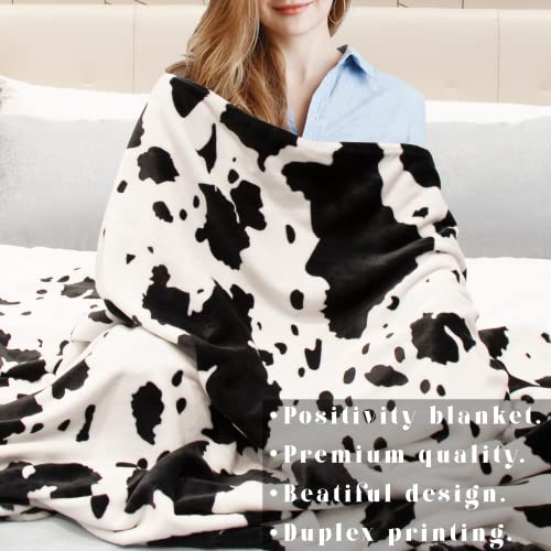 50X60In Cow Print Blanket Soft Fleece Throw Blanket Warm Plush Dog Blankets Lightweight Cozy Blanket Washable Home Décor Cow Print Throws For Adult Sofa Bed Couch Bedroom Living Room Dorm Room #TOP4