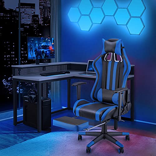 Soontrans-Silla-Gamer-Ergonomica-Silla-Gaming-con-Reposapies-Reposacabeza-y-Cojin-Lumbar-Reposabrazos-Ajustable-Mecanismo-de-Inclinacion-Carga-maxima-de-150-kg-Azul