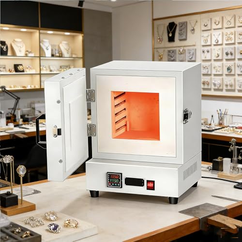 DHMYDPDZ 2000W Electric Ceramic Laboratory Muffle Furnace, Electric Kiln 1150℃ Metal Melting Furnace, for Dentistry, Ceramic Works, Jewelry Treatment, Heat Treatment & Lab Industrial Heating