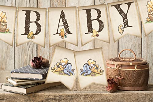 Classic Winnie Banner Welcome Baby Bunting Boys Girls First Birthday Banner Cute Pooh Baby Shower Decorations 1 St Birthday Party Favors Supplies #TOP6