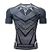 Męskie Koszulki Kompresyjne Superbohaterami Czarna Pantera Dorosłych Krótkim Rękawem Warstwa Podstawowa Siłownia Koszulka Biegania Trening Podkoszulek Fitness,Black-XL (170~180CM)