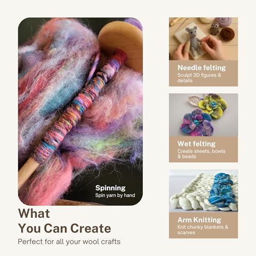 Image of DICHA Fine Merino Wool Roving - Hand-Dyed in Stunning Color Blends for Needle Felting, Wet Felting, Spinning, and Weaving - Soft Combed Top Fiber - 5oz - Mocha Caramel