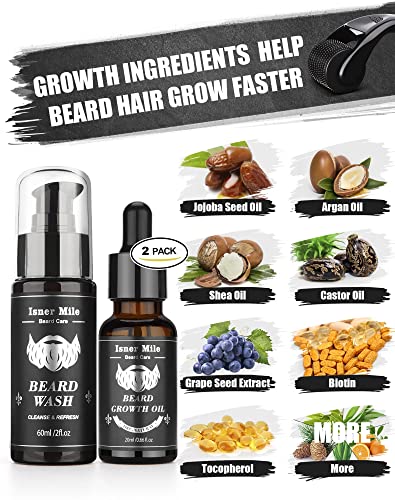 Beard Grooming Kit, Beard Kit With 2 Pack Beard Original Oil,Beard Brush,Wash Conditioner For After Shave Lotions,Balm,Combs,Razor & Brush Stands Scissor, Christmas Fathers Gifts For Men #TOP2