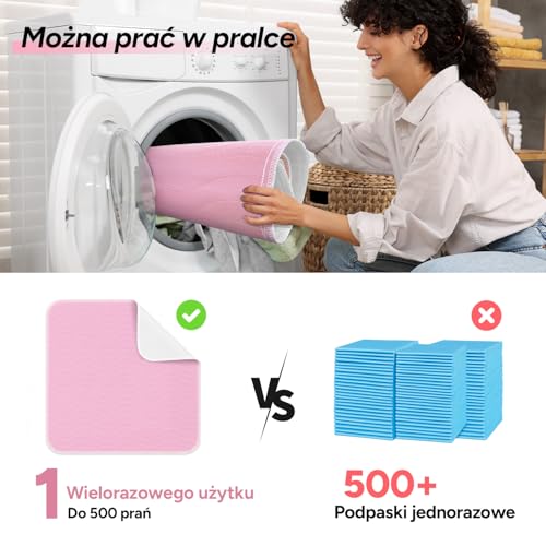 WhyWorry Zmywalne Podkładka na Nietrzymanie Moczu dla Dorosłych, 86 x 91 cm Wodoszczelna Maty do Moczenia Łóżko, Ochraniacze na Łóżko Wielokrotnego Użytku na Inkontynencję, Różowy, 4 Sztuk