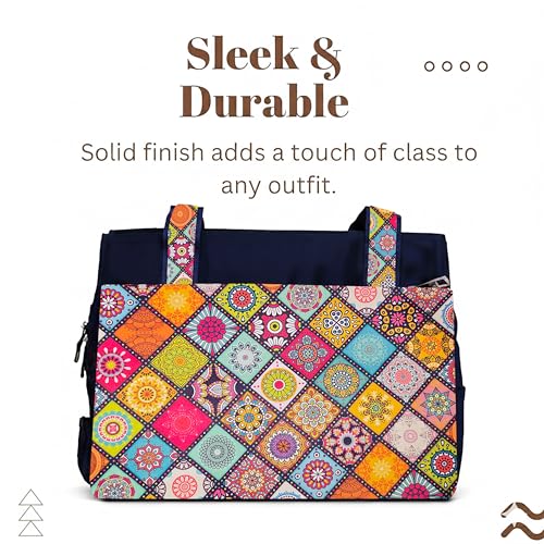 Image of Printed Handbag for Women | Office Bag | Stylish Bag for Office Use | Nylon Large Shoulder Bag 20 Liter | Stylish Tote for Office Use | Purse for Women | Vegan Handbag | Daily & Travel Use