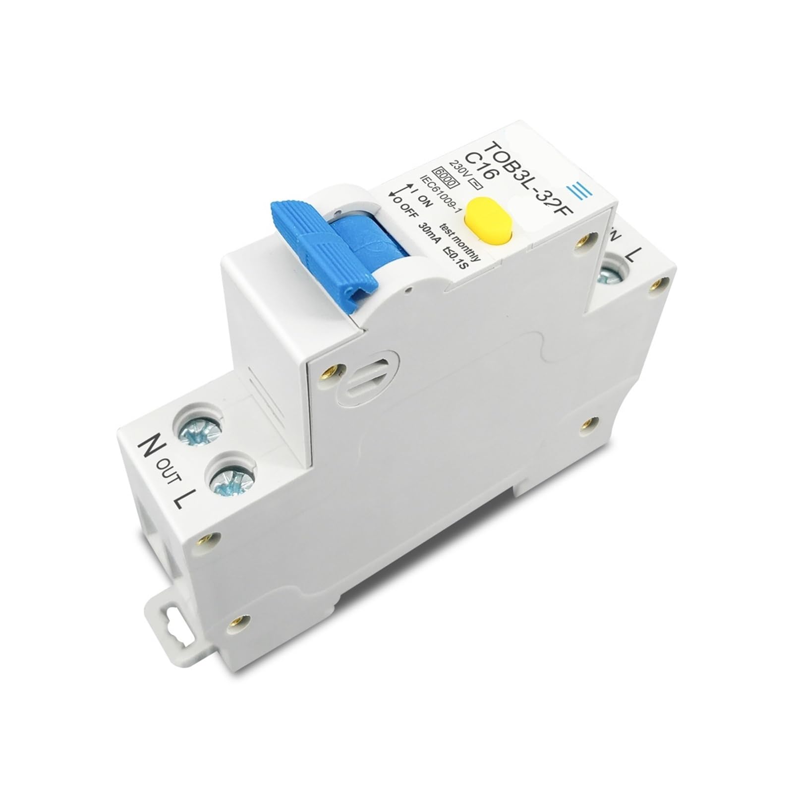 Disyuntor diferencial automático RCBO 1P+N 6KA con protección contra sobrecorriente, 18 mm, 230 V, 50/60 Hz, 1 unidad(10A)