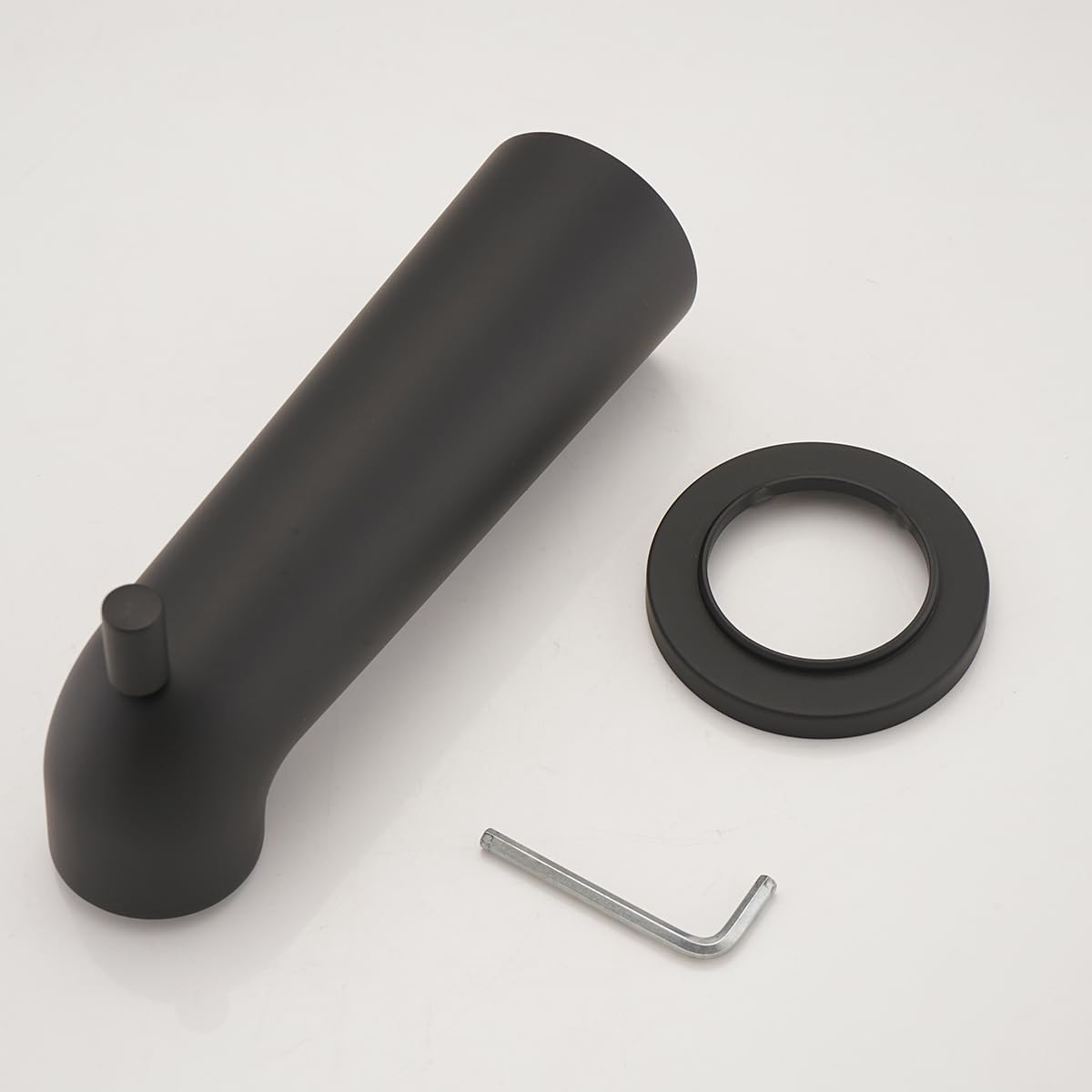 7 Inch Extra Long Slip on Bathtub Spout with Diverter, Matte Black Tub Spout Fits 1/2" Copper Tube (5/8" Diameter)
