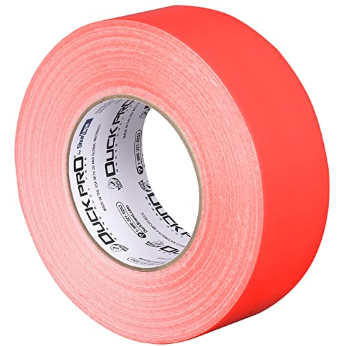 Shurtape Duck Pro General Purpose Grade, Specialty Grade, Fluorescent Cloth Duct Tape for Labeling, Floor Marking and Book-Binding, 48mm x 60yd, 9.0 mil, Fluorescent Orange, 1 Roll (105451)
