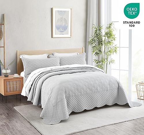 Image of HZ & HY Oversized King Bedspreads 128x120, Belgian Linen, Grey