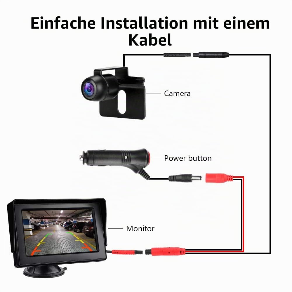 Rückfahrkamera mit Monitor 4.3" LCD IP68 Wasserdicht Nachtsicht Einparkhilfe System