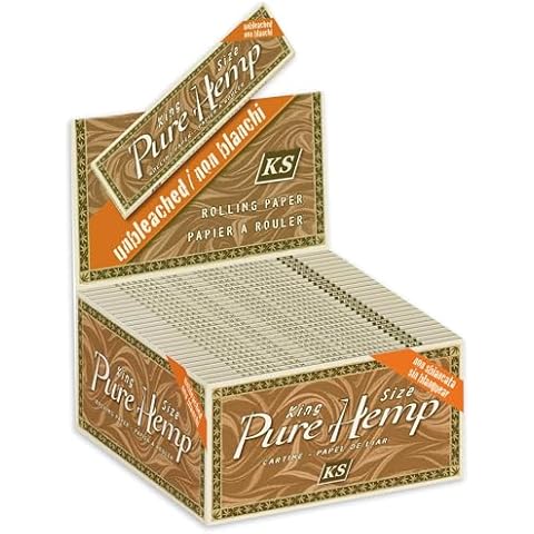 Pure Hemp Unbleached Rolling Paper - King Size (110mm) Cigarette Paper - Full Display Box of 50 Booklets (33 Leaves Per Book!) Cover