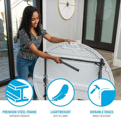 LIFETIME Light Commercial Fold-in-Half Round Table, 4-Foot by LIFETIME - Image 5