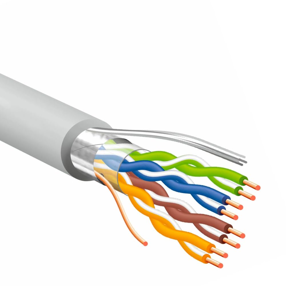 Cavo Rete LAN Schermato F/UTP Sezione 24AWG 4 Coppie Twistate Impianti Informatica e Trasmissioni Dati Resistente (Cat 6, Metri 300)