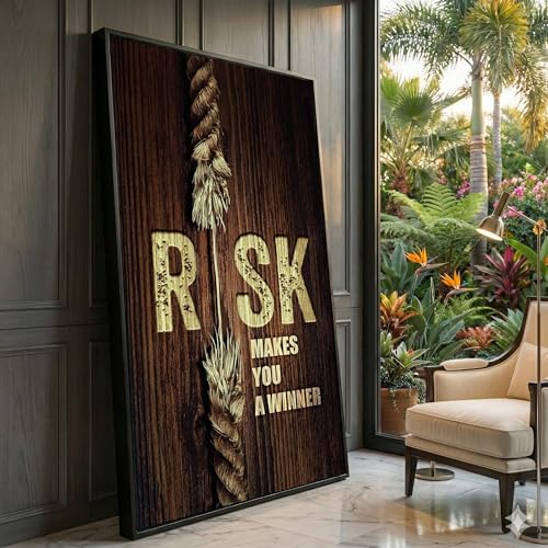 Toile murale motivante XBTYKPB 55x100 cm avec cadre en bois rustique