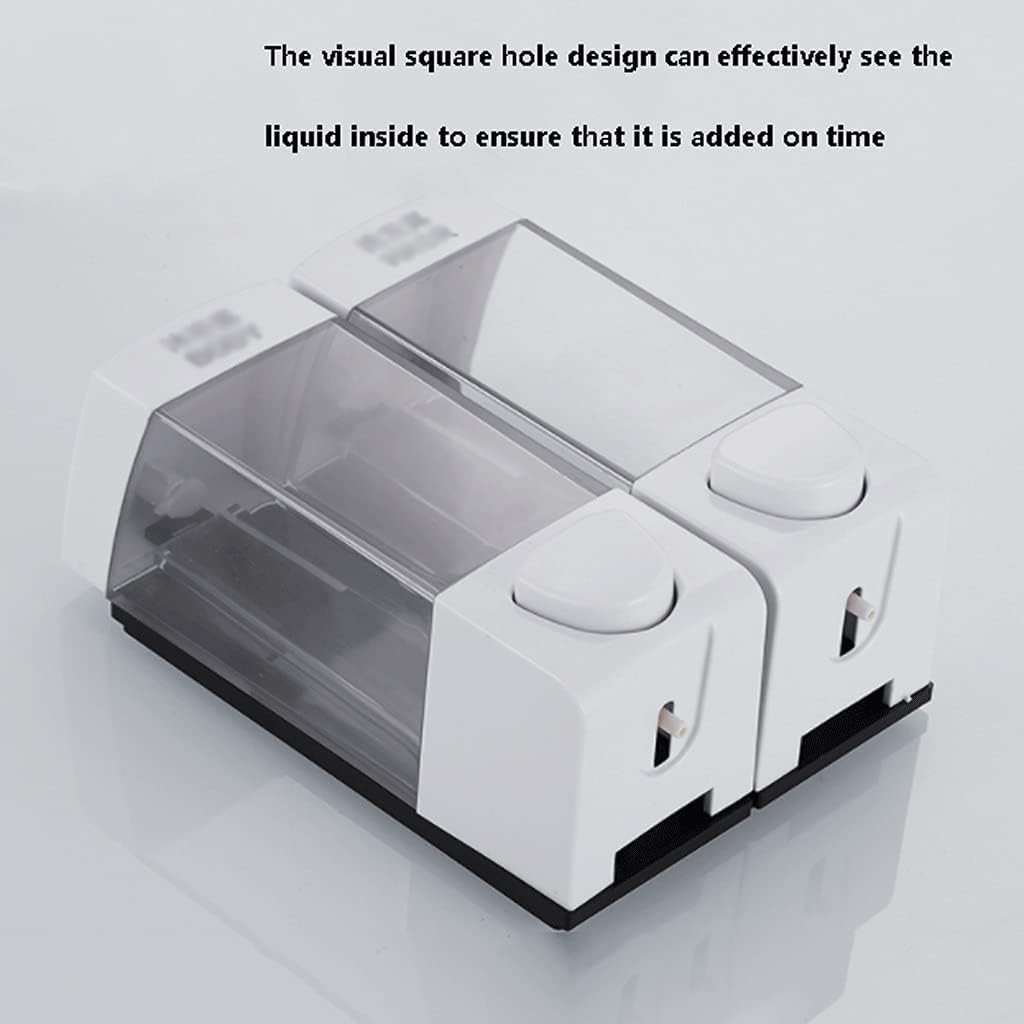 Labor-Saving Wall-Mounted Soap Dispenser for Kitchen Sink Bathroom Press Commercial Refillable White Soap Pump350ml/12oz Fleet-Footed (Color : White, Size : Double)