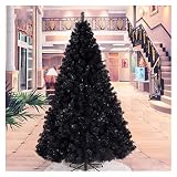 Sapin Noel Artificiel Arbre de Noël Arbre de Noël noir, 7ft chiffrement PVC haut de gamme Hinged arbre de Noël artificiel for l'intérieur décoration de vacances de Noël en métal stand Décorations (Tai