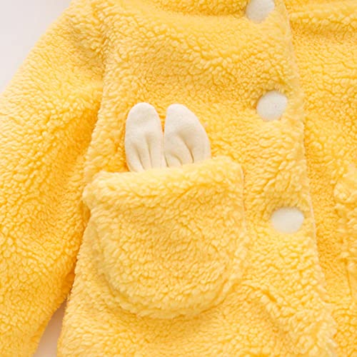 Kids Girls Fleece Hooded Jacket Long Sleeve Thick Fluff Button Bunny Ear Coat Winter Windproof Top with Pocket3