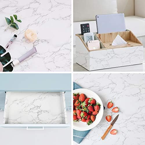 ConCus-T Marble White Grey Wallpaper Self Adhesive DIY Furniture Sticker Waterproof Kitchen Worktop Bathroom Feature Wall Countertop Contact Paper Vinyl Sticky Back Plastic Shelf Drawer Liner 30×300CM