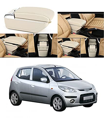 Image of Armrest with in-Built Glass Holder and Portable Ash Tray Arm Rest Console Compatible with i10