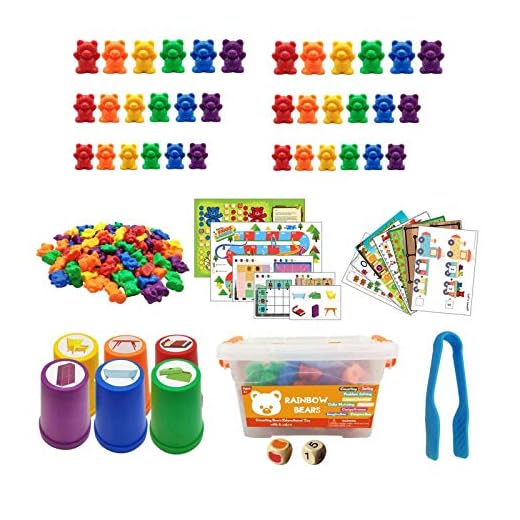137 stycken Montessori matematik leksak – färgglad regnbåge räkna björnar spel med passande sorteringskoppar nummer färgigenkänning stapelleksak STEM pedagogisk leksak för småbarn, förskola inlärning spel