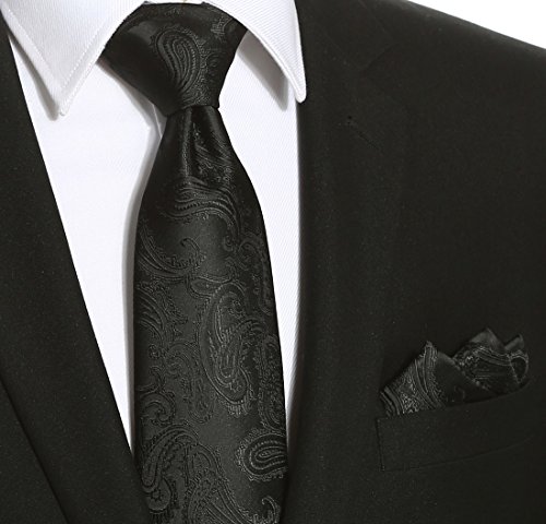 Image of KissTies Mens Paisley Tie And Pocket Square Necktie Sets