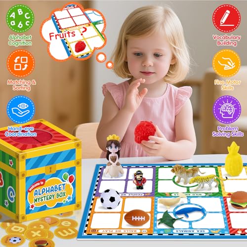 Yohome Alphabet Mystery Box for Kids, 26PCS Letters Sorting Matching Game Activities Letter Sounds Fine Motor Sorting Toys, Matching Playset Sensory Toys for Preschool Kindergarten Classroom — view 6