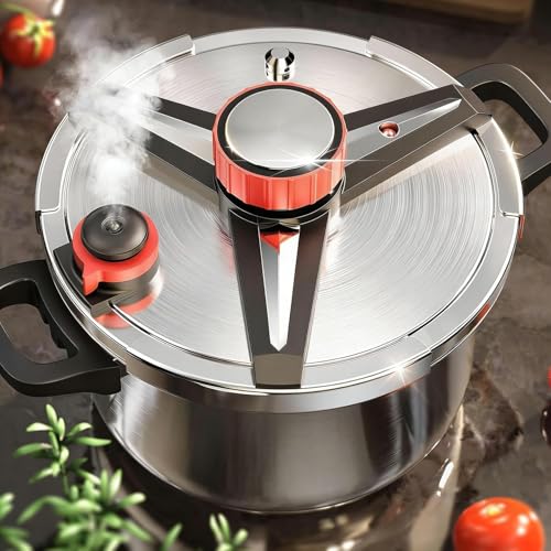 18/8 Stainless Steel Pressure Cooker 10 Qt With One-Hand Operation