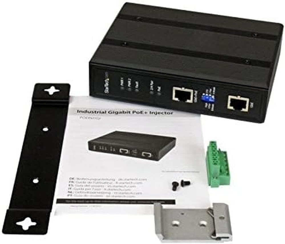 StarTech.com Industrial 1 Port Gigabit PoE+ Power over Ethernet Injector (30W) w/ Non-Standard PoE Boost (60W) and Redundant Power