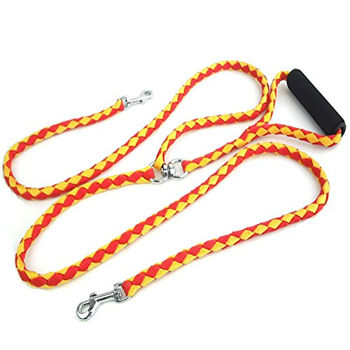 PYRUS Dual Dog Leash, No-Tangle Dog Leash 1.4 m/4.6 FT Length Dual Dog Training Cord Dog Leash for 2 Dogs (Yellow)
