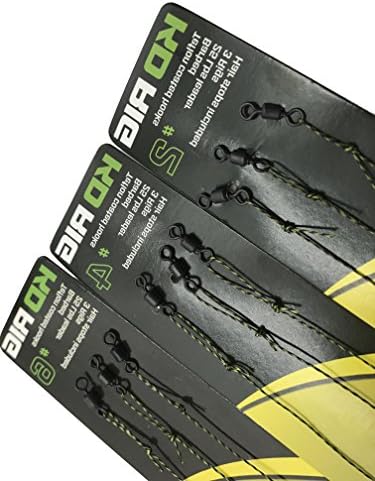KD Carp Rigs-Camouflage Braid Line Tied With Matte Black Rolling Swivel and Barbed Telfon Coated Kurv Shank Fishing Hooks Boilie Stops,Size 2 4 6