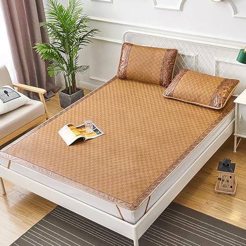 Tapete de bambú reversible de 150x195 cm transpirable para verano