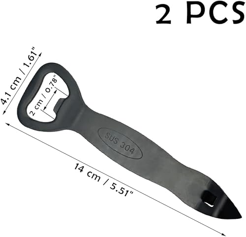 Miniatura 6 de Abrebotellas de acero inoxidable, 2 unidades, color negro, abridor de latas para llaves de iglesia, abrelatas de cerveza para bar, cocina, fiesta,