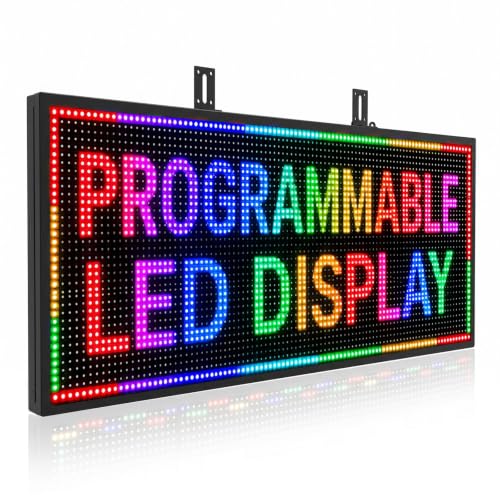Image of P10 Outdoor Programmable LED Signs IP65 Waterproof, WiFi Control Scrolling LED Sign 39 inchx14 inch Open Welcome Sign Display Digital Advertising Board DIY Design Text, Border, Colour, Logo