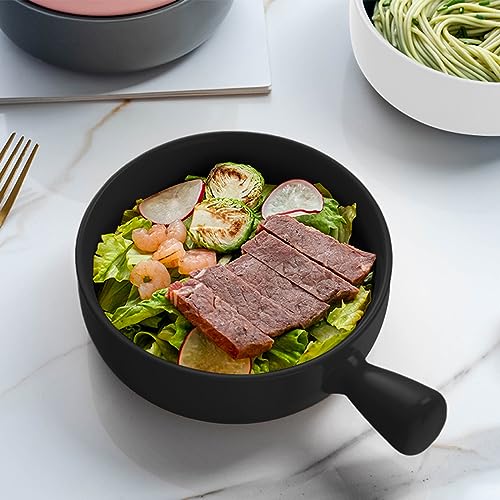 Suppenschalen,2pcs Suppenschüsseln mit Griffen,660 ml Keramik Suppentassen, Müslischüsseln,Ramen Schüssel,Suppenschalen mit Henkel für Pasta Obst Nudel Salat, Suppentassen mit Henkel(Schwarz+Weiß)
