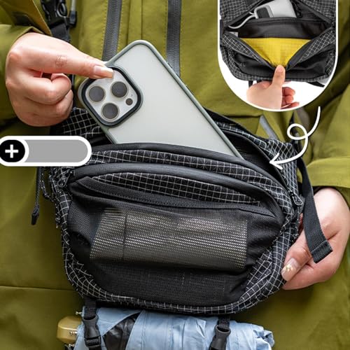 Bolso de pecho para hombre de running con bolsillo impermeable negro 4