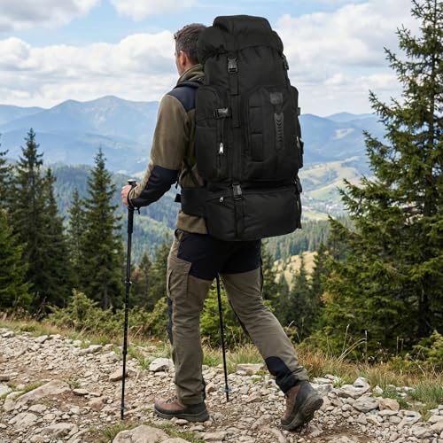 Sterling Sports 120L Extra Large Hiking & Camping Backpack - Quick Dry Backpack For Hiking, Camping, Fishing & Outdoor Adventure - Ideal Travel Rucksack For Men & Women (Black) - Image 4