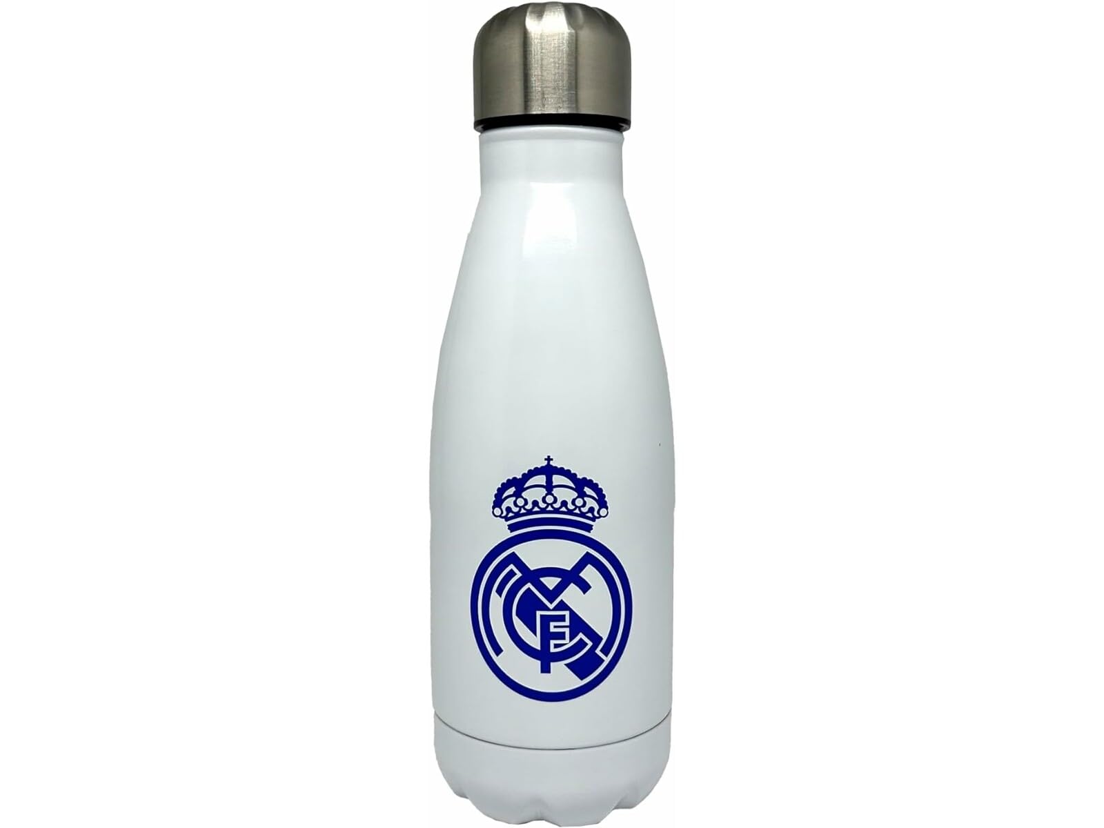 Real Madrid CyP Brands Steel Water Bottle, Water Bottle, Water Bottle, Airtight Closure, 550 ml, White, Official Product