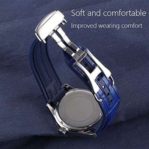 Correa de reloj de lujo en cuero y goma para Omega Seamaster con elegante cierre desplegable 6