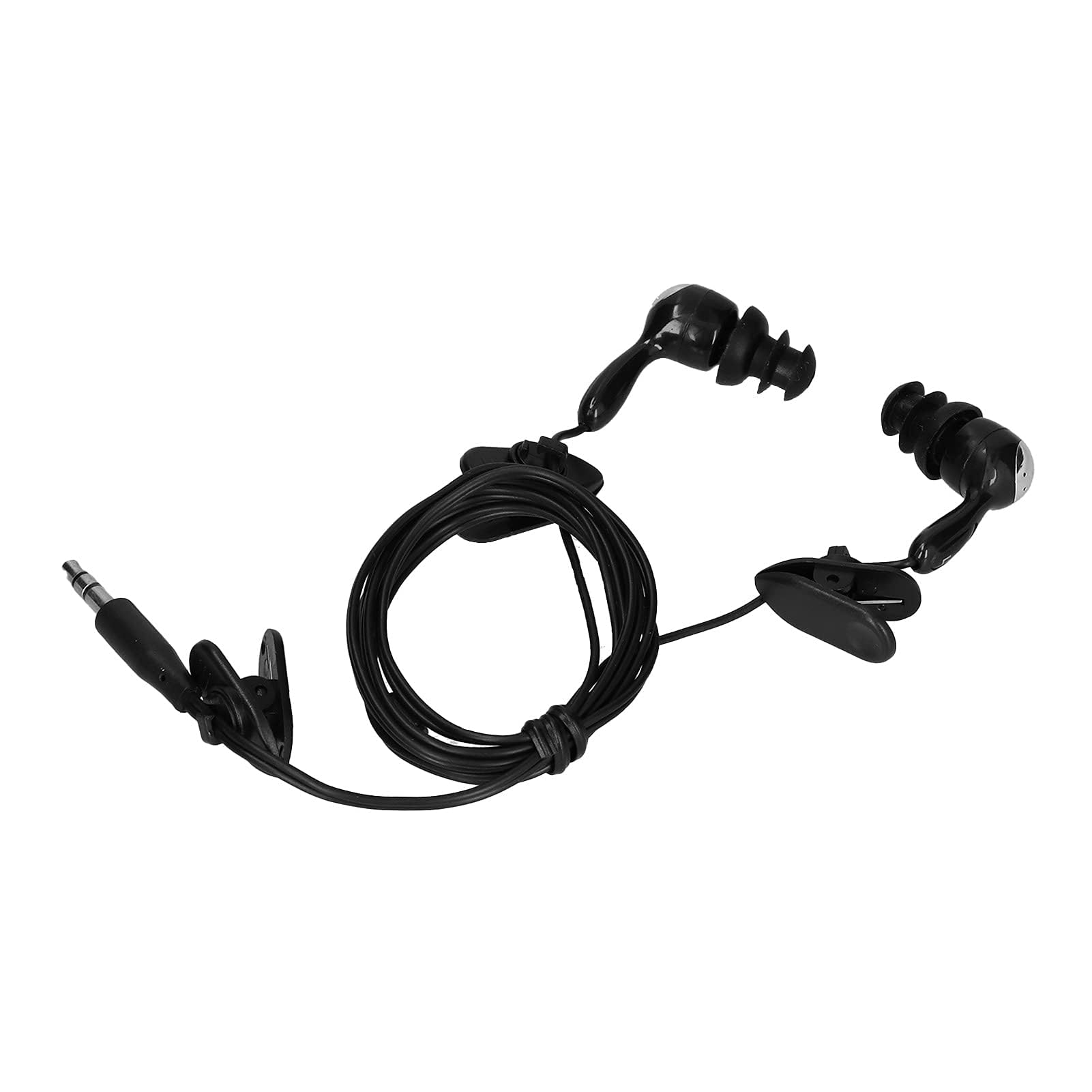 Waterproof Ear Headphones with Mic, Sport Headphones with Replace Earplugs for Running Surfing (Black)