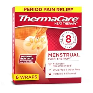 ThermaCare Menstrual Heating Pads – Portable, Adhesive HeatWraps for Period Cramps & Backache Relief – Discreet, Cord-Free Heat Therapy – Up to 8 Hours of Relief (6-Count)