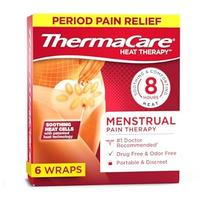 ThermaCare Menstrual Heating Pads - Portable, Adhesive HeatWraps for Period Cramps & Backache Relief - Discreet, Cord-Free Heat Therapy - Up to 8 Hours of Relief 6-Count