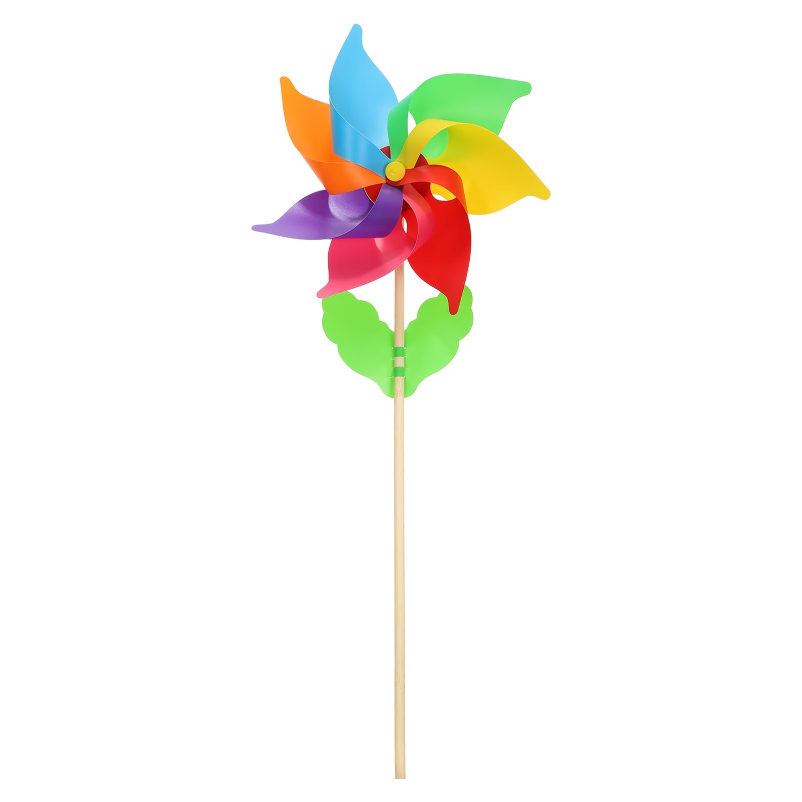 sourcing map Pinwheels 12.2" Wind Spinner Rainbow Pinwheels 7 Leaves Wooden Windmill with Wooden Sticks for Garden Yard Patio Lawn Outdoor Party Favors Gifts, Colorful