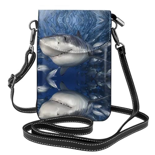 Portefeuille à bandoulière pour téléphone portable à rabat motif poisson