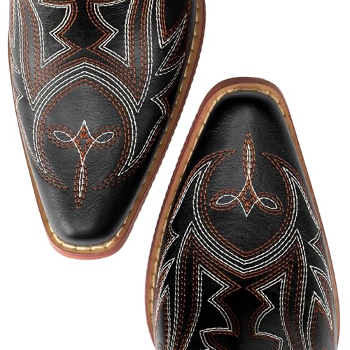 Rollda Cowboy Ankle Booties for Women, Cowgirl Short Boots with Chunky Stack Heels, V Cutout Ladies Western Booties for Cowboy Chic Style3