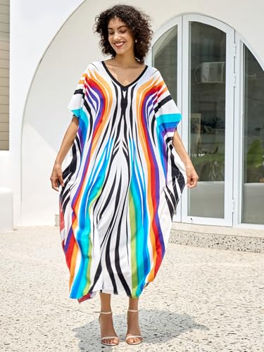Image of NFVNKJ Women's Plus Size Beach Lounge Kaftan Maxi Dress Swimsuit Coverup for Women