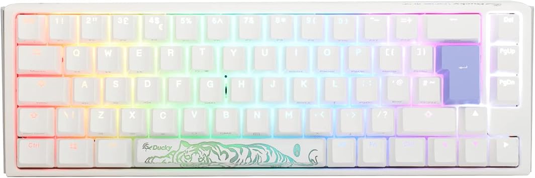 Ducky One3 Pure White SF RGB Brown Cherry MX Switch Keyboard - UK Layout